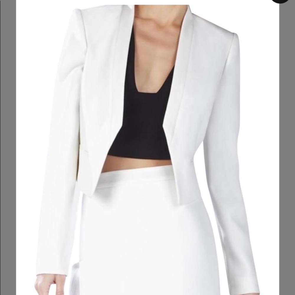 BCBGMAXAZRIA White XS Bren Suit Jacket Blazer